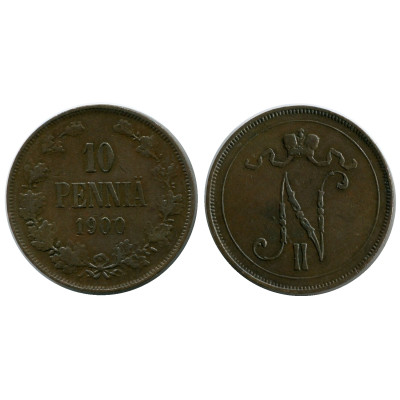 Монета 10 пенни Российской империи (Финляндии) 1900 г., Николай II