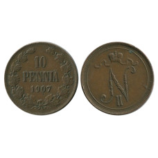 10 пенни Российской империи (Финляндии) 1907 г.