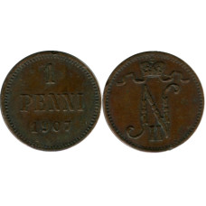 1 пенни Российской империи (Финляндии) 1907 г., Николай II