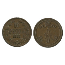 10 пенни Российской империи (Финляндии) 1866 г.
