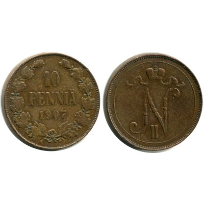Монета 10 пенни Российской империи (Финляндии) 1907 г. (1)