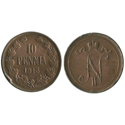 Монета 10 пенни Российской империи (Финляндии) 1913 г., Николай II ,1