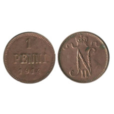 1 пенни Российской империи (Финляндии) 1914 г. 
