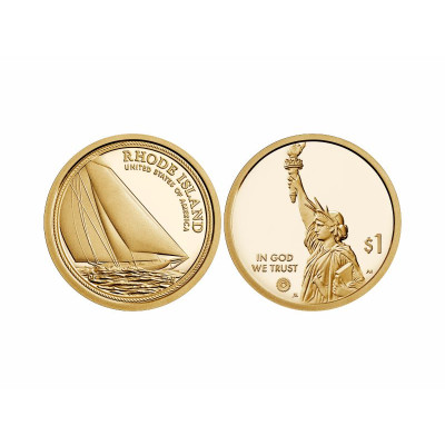 Монета 1 доллар США 2022 г. Яхта Натанаэля Херрешоффа P