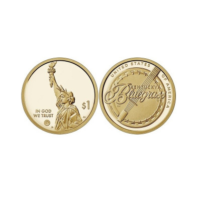Монета 1 доллар США 2022 г. Блюграсс D