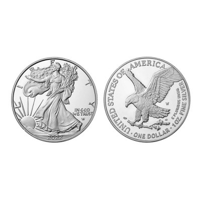 Серебряная монета 1 доллар США 2022 г. Шагающая свобода