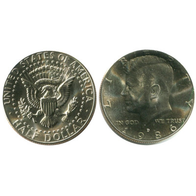 Монета Полдоллара США 1986 г. Кеннеди (D)