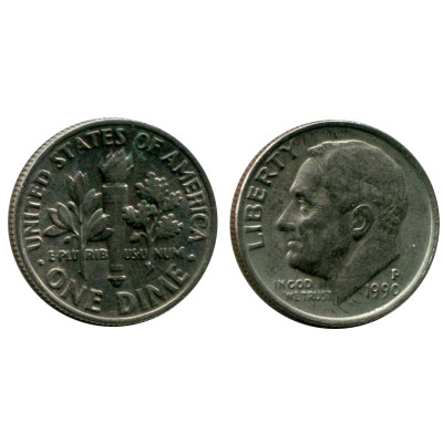 Монета 10 центов (дайм) США 1990 г. (P)