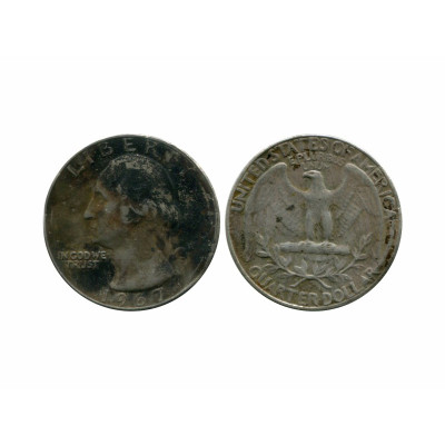 Монета Квотер США 1967 г. Подделка (серебро с латунью)