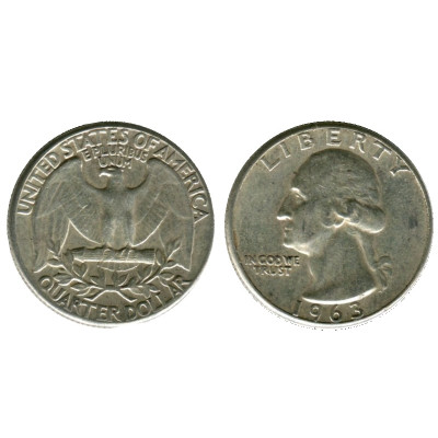 Серебряная монета Квотер США 1963 г.