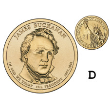 1 доллар США 2010 г., 15-й президент Джеймс Бьюкенен (D)