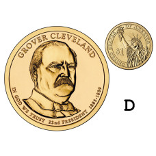 1 доллар США 2012 г., 22-й президент Стивен Гровер Кливленд (1-й срок, D)