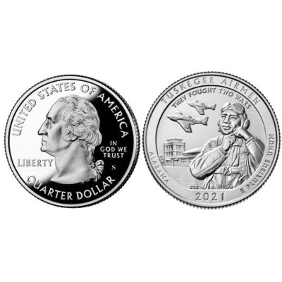 Монета Квотер США 2021 г. Пилоты Таскиги (56-й парк) S