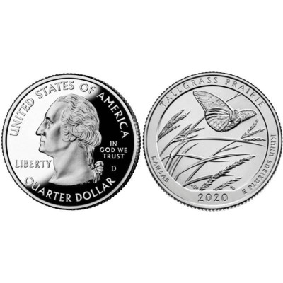 Монета Квотер США 2020 г. (55-й парк) Толлграсс Прери D