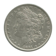 1 доллар США 1891 г. Доллар Моргана (без отметки монетного двора)