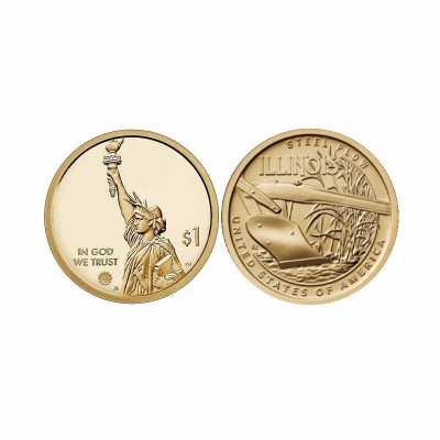 Монета 1 доллар США 2024 г. Стальной плуг (Иллинойс) D