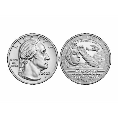 Монета Квотер США 2023 г. Бесси Колман P