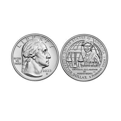 Монета Квотер США 2023 г. Элеонора Рузвельт D