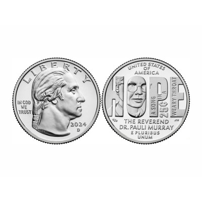 Монета Квотер США 2024 г. Паули Мюррей D