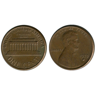 Монета 1 цент США 1979 г. D
