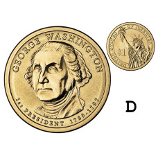 1 доллар США 2007 г., 1-й президент Джордж Вашингтон (D)