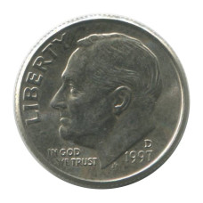 10 центов (дайм) США 1997 г. (D)