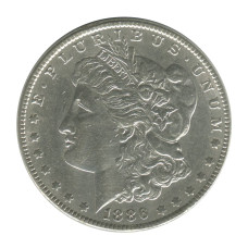 1 доллар США 1886 г. Доллар Моргана (без отметки монетного двора) 1