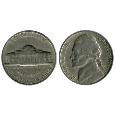 Монета 5 центов США 1964 г. (D)