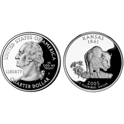 Монета Квотер США 2005 г., Канзас (P)