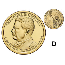 1 доллар США 2013 г., 26-й президент Теодор Рузвельт (D)