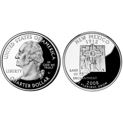 Монета Квотер США 2008 г., Нью-Мексико (D)