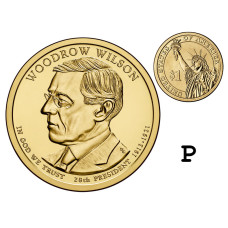 1 доллар США 2013 г., 28-й президент Томас Вудро Вильсон (P)