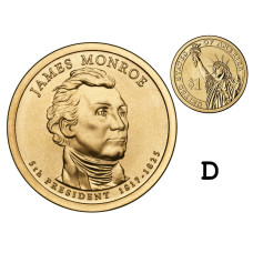 1 доллар США 2008 г., 5-й президент Джеймс Монро (D)