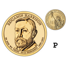 1 доллар США 2012 г., 23-й президент Бенджамин Гаррисон (P)