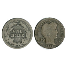 10 центов (дайм) США 1907 г.