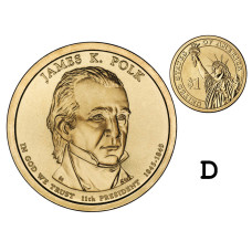 1 доллар США 2009 г., 11-й президент Джеймс Полк (D)