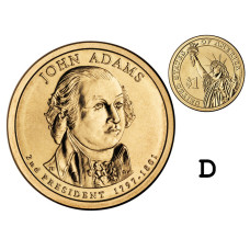 1 доллар США 2007 г., 2-й президент Джон Адамс (D)