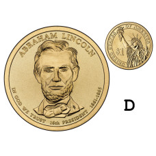 1 доллар США 2010 г., 16-й президент Авраам Линкольн (D)