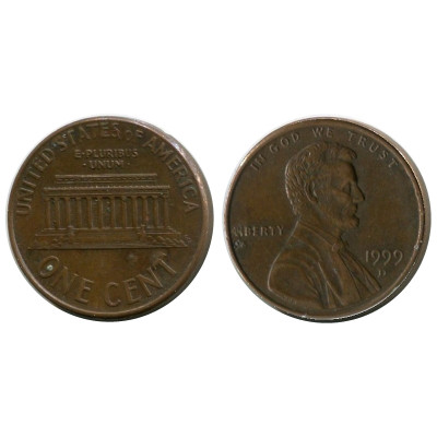 Монета 1 цент США 1999 г. (D)
