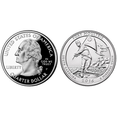 Монета Квотер США 2016 г., (35-й) Форт Молтри (P)