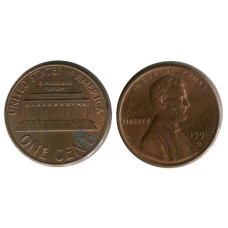 1 цент США 1991 г. (D)