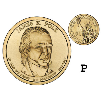 Монета 1 доллар США 2009 г., 11-й президент Джеймс Полк (P)