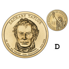 1 доллар США 2009 г., 12-й президент Закари Тейлор (D)