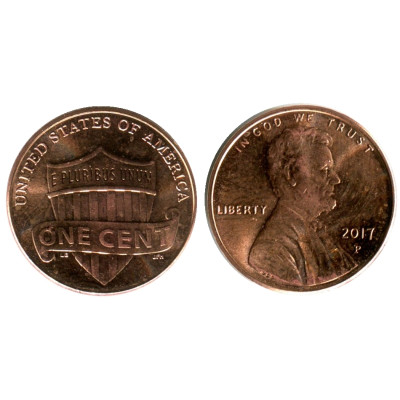 Монета 1 цент США 2017 г. (Р)