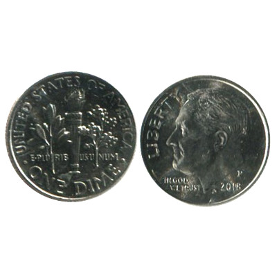 Монета 10 центов (дайм) США 2018 г. (P)