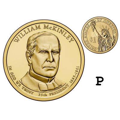 Монета 1 доллар США 2013 г., 25-й президент Уильям Мак-Кинли (P)