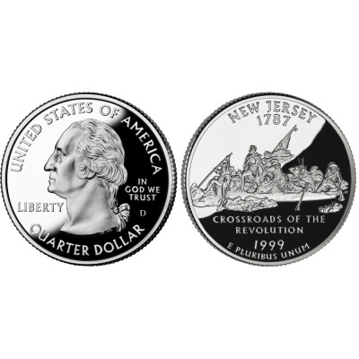 Монета Квотер США 1999 г., Нью-Джерси (D)