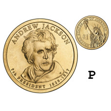 1 доллар США 2008 г., 7-й президент Эндрю Джексон (P)