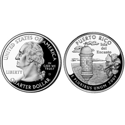 Монета Квотер США 2009 г., Пуэрто-Рико (D)