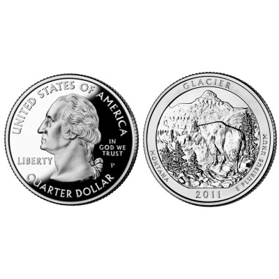 Монета Квотер США 2011 г., (7-й) Национальный парк Глейшер (P)